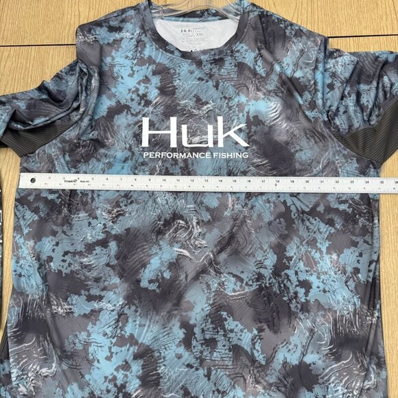 Huk Performance Fishing Long Sleeve XXL Shirt Blue Gray Camouflage Moisture-Wick - Picture 9 of 10